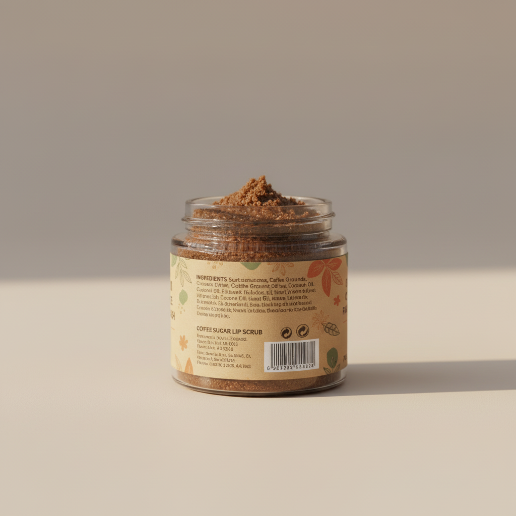 Coffee Sugar Lip Scrub – Back View | Purely Bare