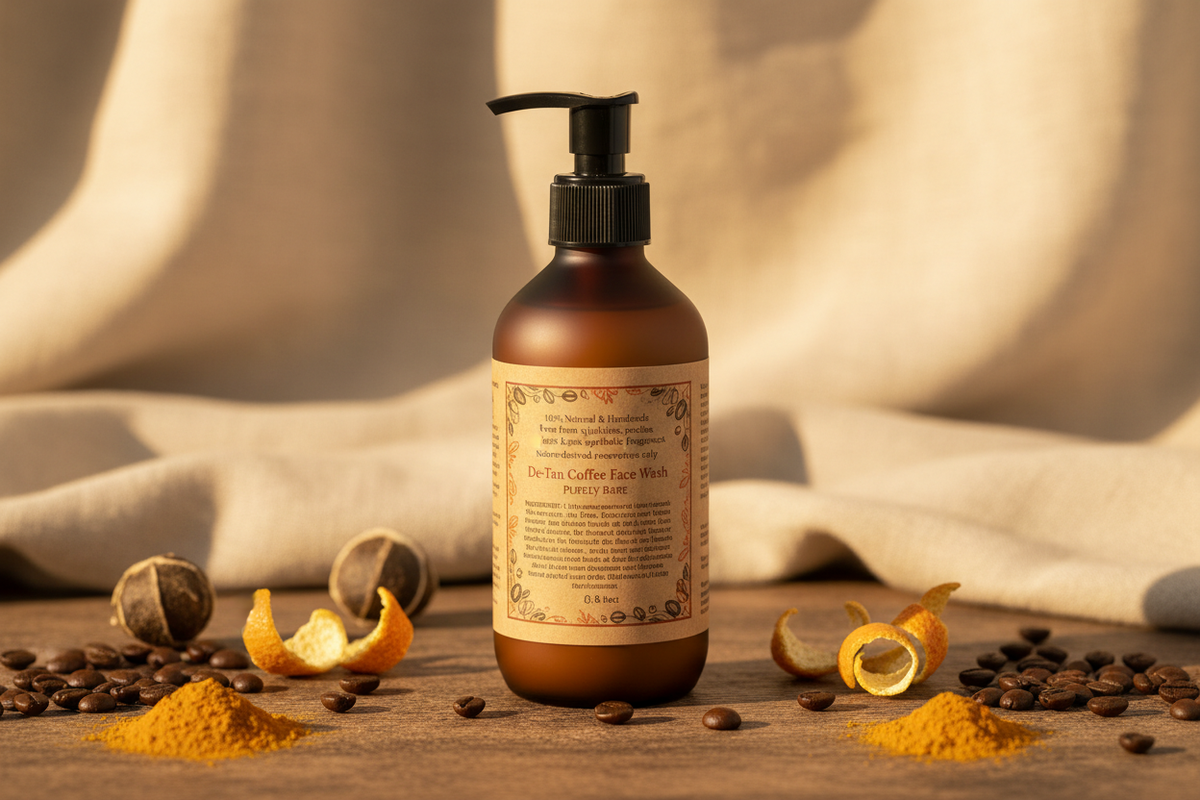 De-Tan Coffee Face Wash – Back View | Purely Bare